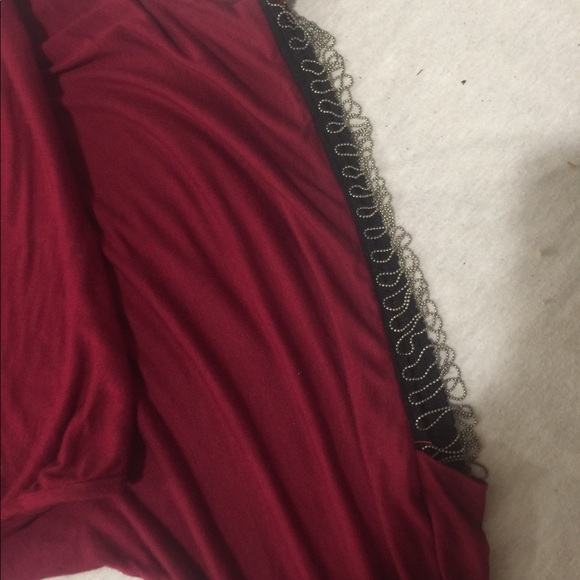 Bubble B top Maroon with see thru chain shoulders. - Picture 3 of 3